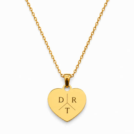 Hart Ketting met 3 Initialen goud