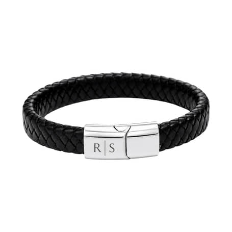 Heren Gevlochten Armband met 2 Initialen zilver