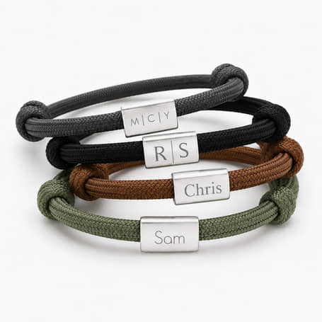 Touw Armband met Namen of Initialen Alle Kleuren