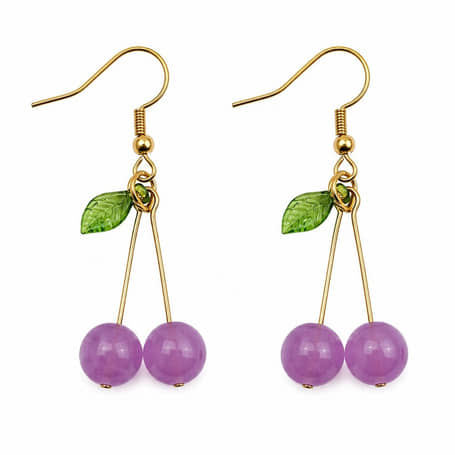 Charlery Oh Cherry Oorbellen paars - Handgemaakt