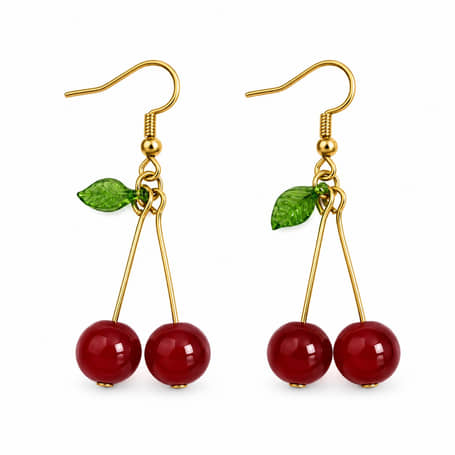 Charlery Oh Cherry Oorbellen rood - Handgemaakt