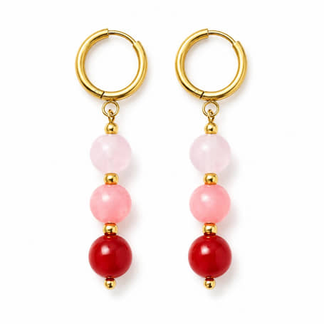 Charlery Oorbellen Livia Rood Roze - Handgemaakt