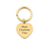 Sleutelhanger Hart met Namen goud
