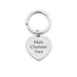 Sleutelhanger Hart met Namen zilver