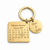 Charlery Bruiloft Sleutelhanger met Datum en Namen - goud