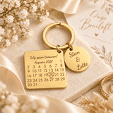 Charlery Bruiloft Sleutelhanger met Datum en Namen - goud
